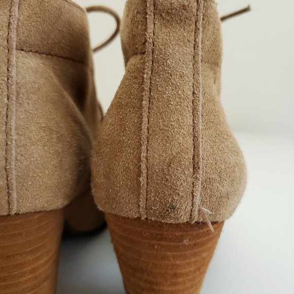 LUCKY BRAND Tan Suede Unitas Heel Ankle Booties Sz 7.5 - Picture 12 of 15